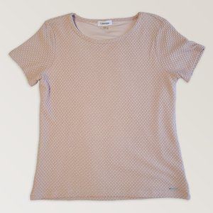 CALVIN KLEIN Casual Short Sleeve Blouse, Feminine Barbiecore Pink Shirt, Size S
